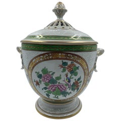 Antique Famille Rose Potpourri Pot, France, Samson Porcelain