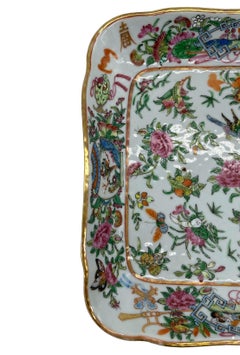 Famille Rose Square Dish, Canton, ca. 1840