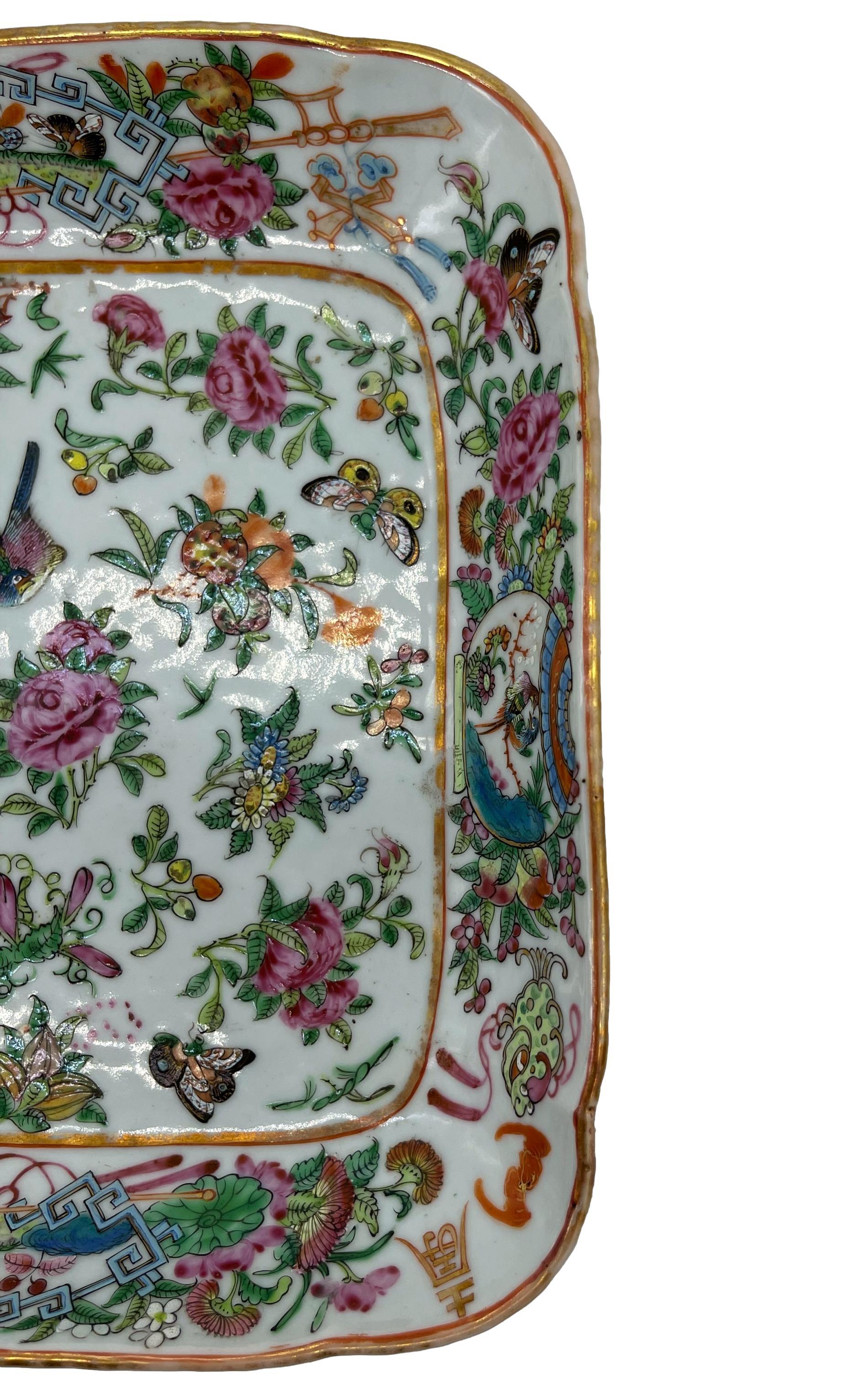 Chinese Export Famille Rose Square Dish, Canton, ca. 1840