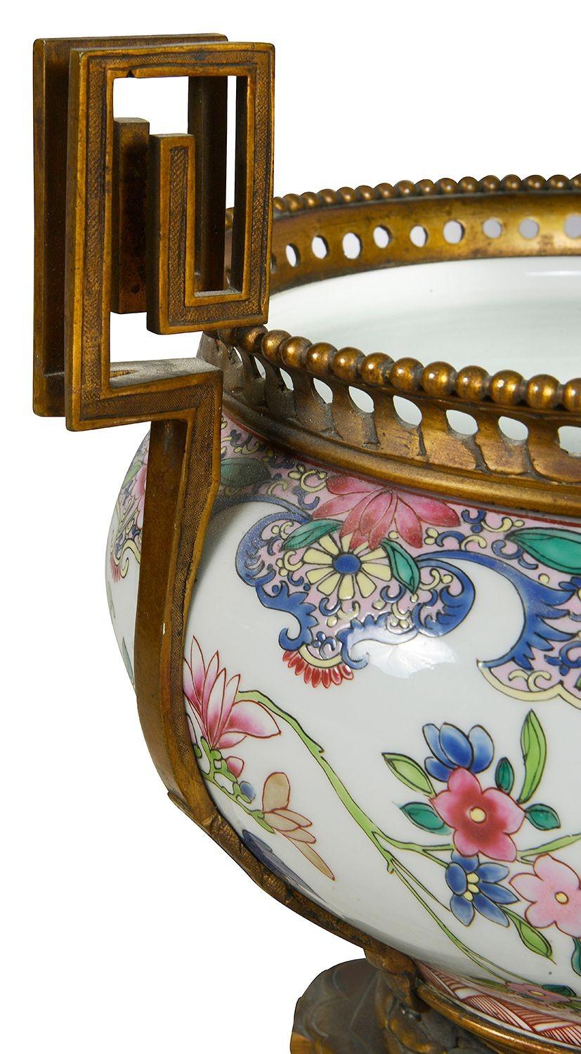 French Famille Rose style Jardiniere, C19th For Sale
