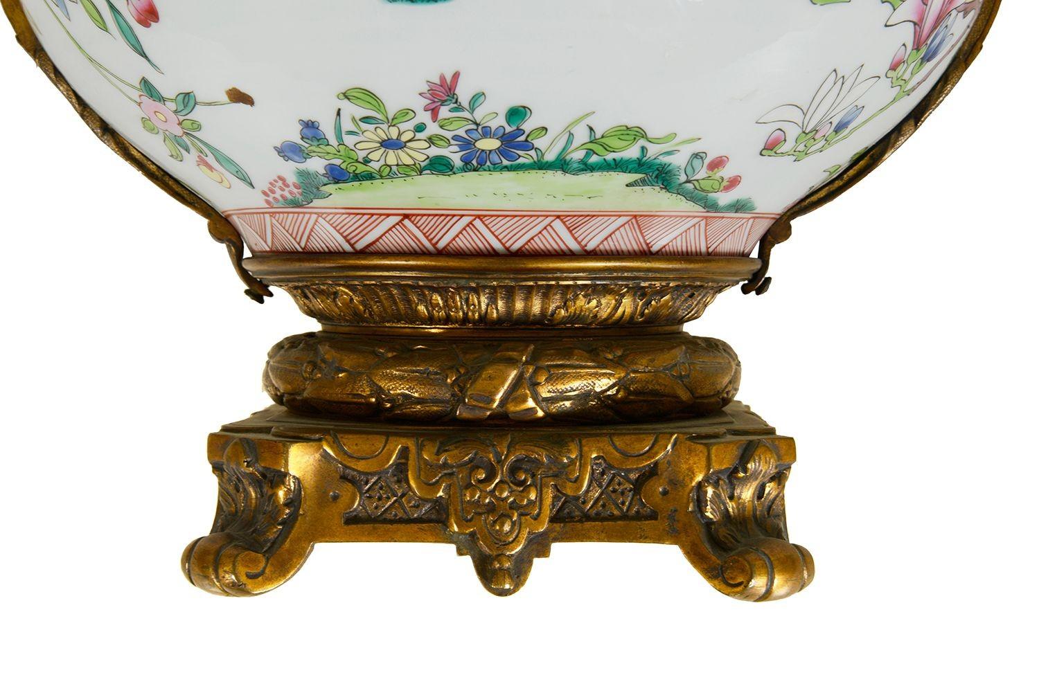 Hand-Painted Famille Rose style Jardiniere, C19th For Sale