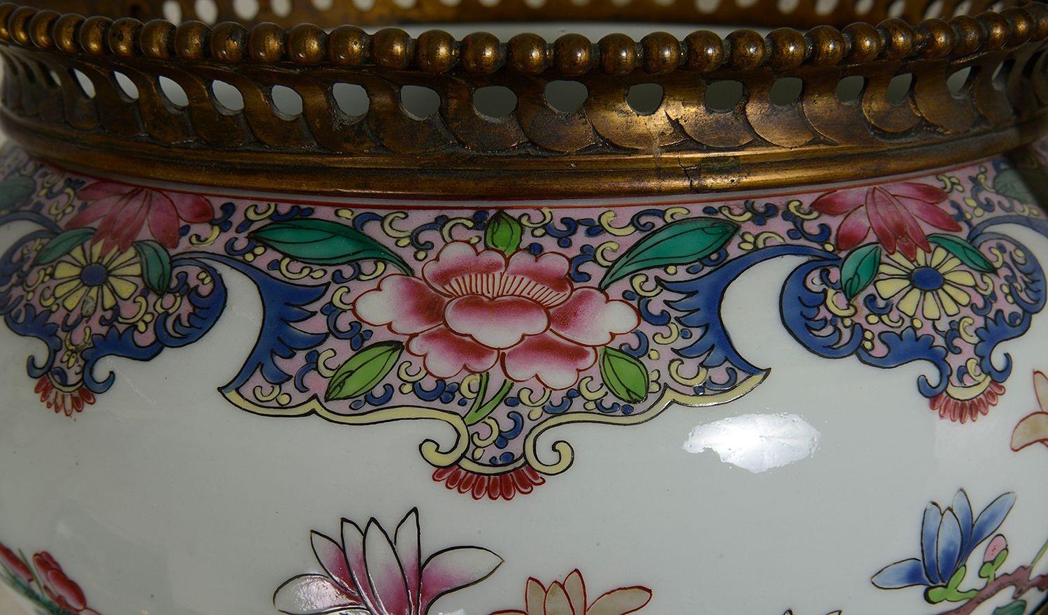 Famille Rose style Jardiniere, C19th In Good Condition For Sale In Brighton, Sussex