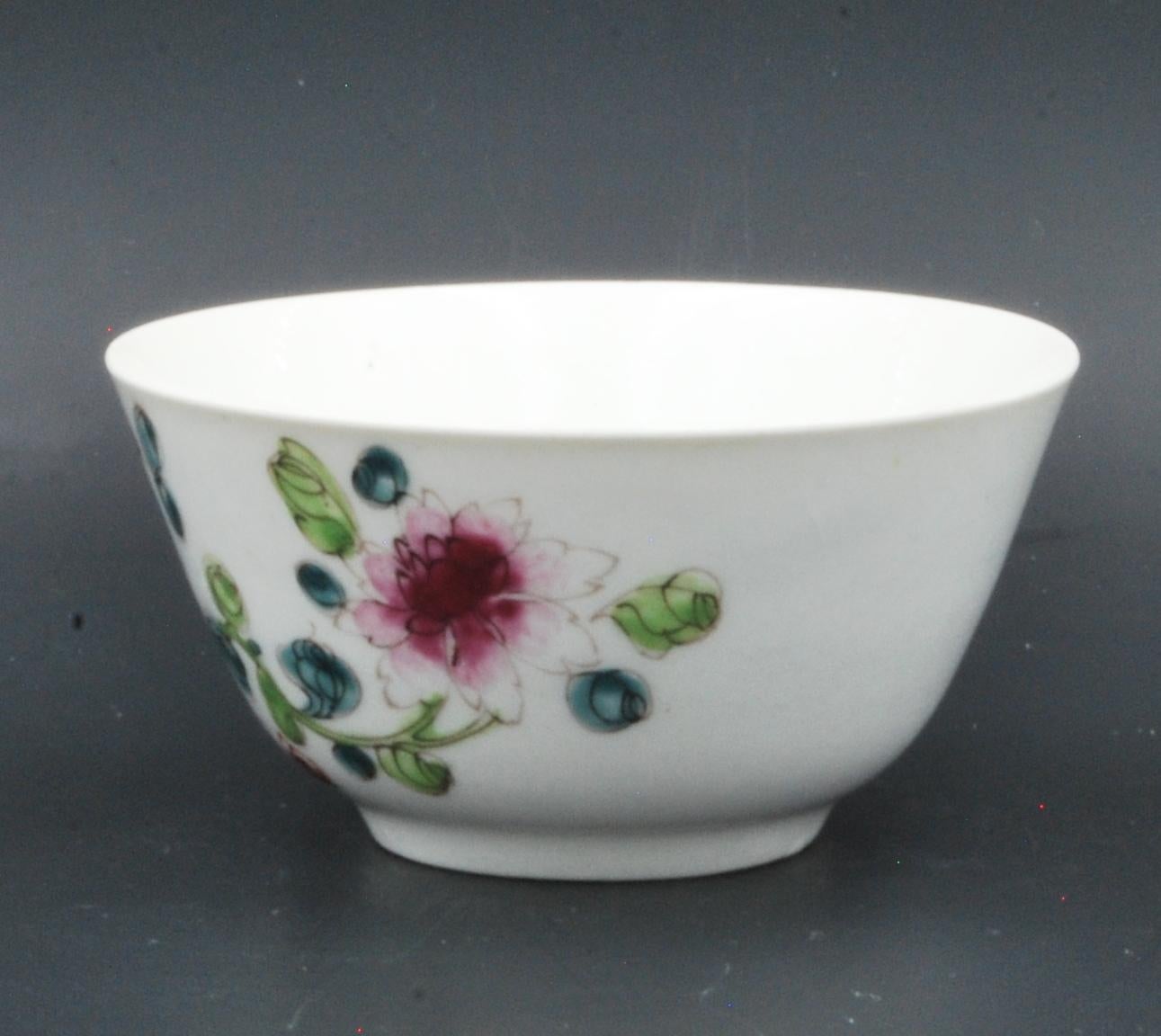 Molded Famille Rose Tea Bowl & Saucer, Bow Porcelain Factory, circa 1755 For Sale