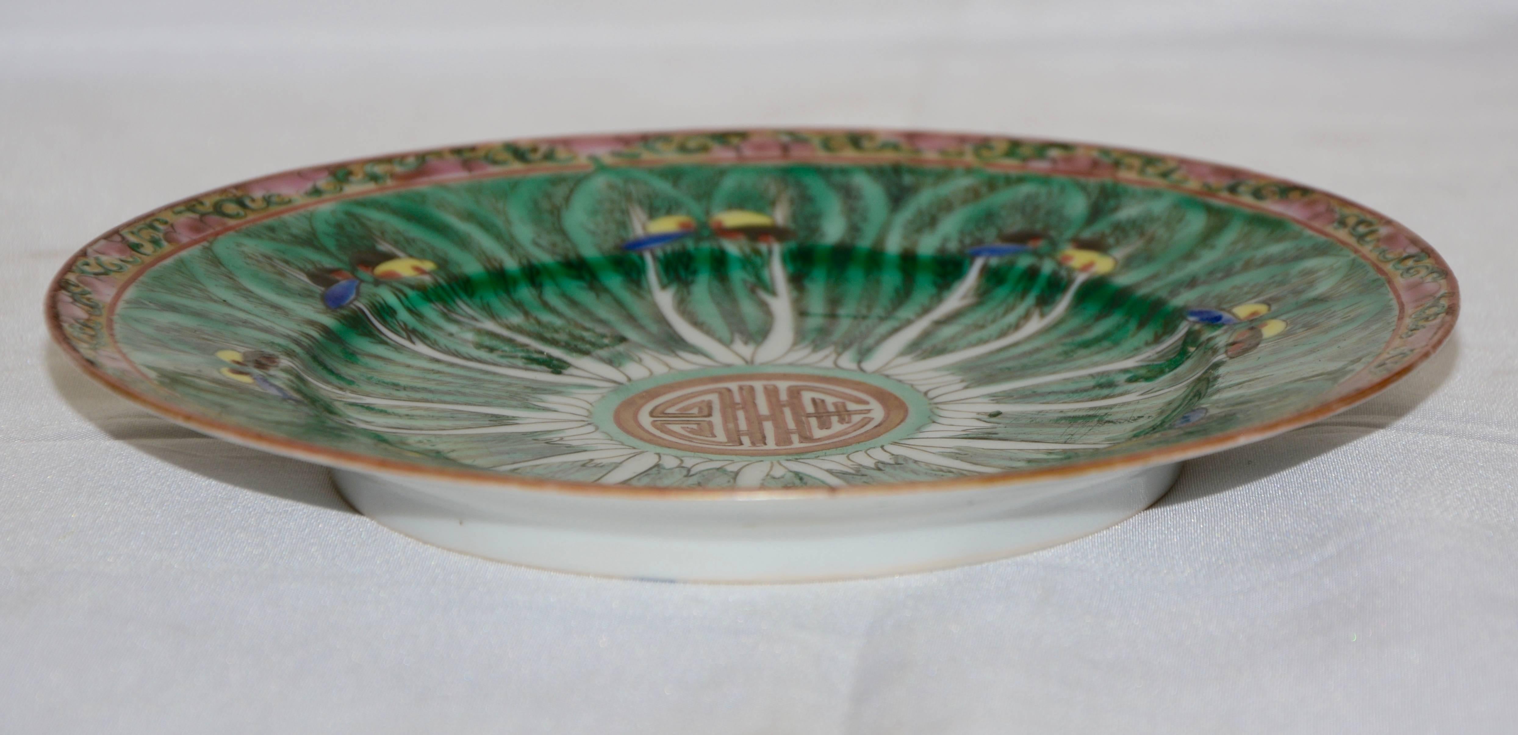 Hand-Painted Famille Verte Chinese Porcelain Plate