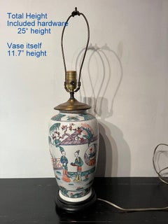 Famille Verte Chinese Vase Lamp, Late Qing or Early Republic