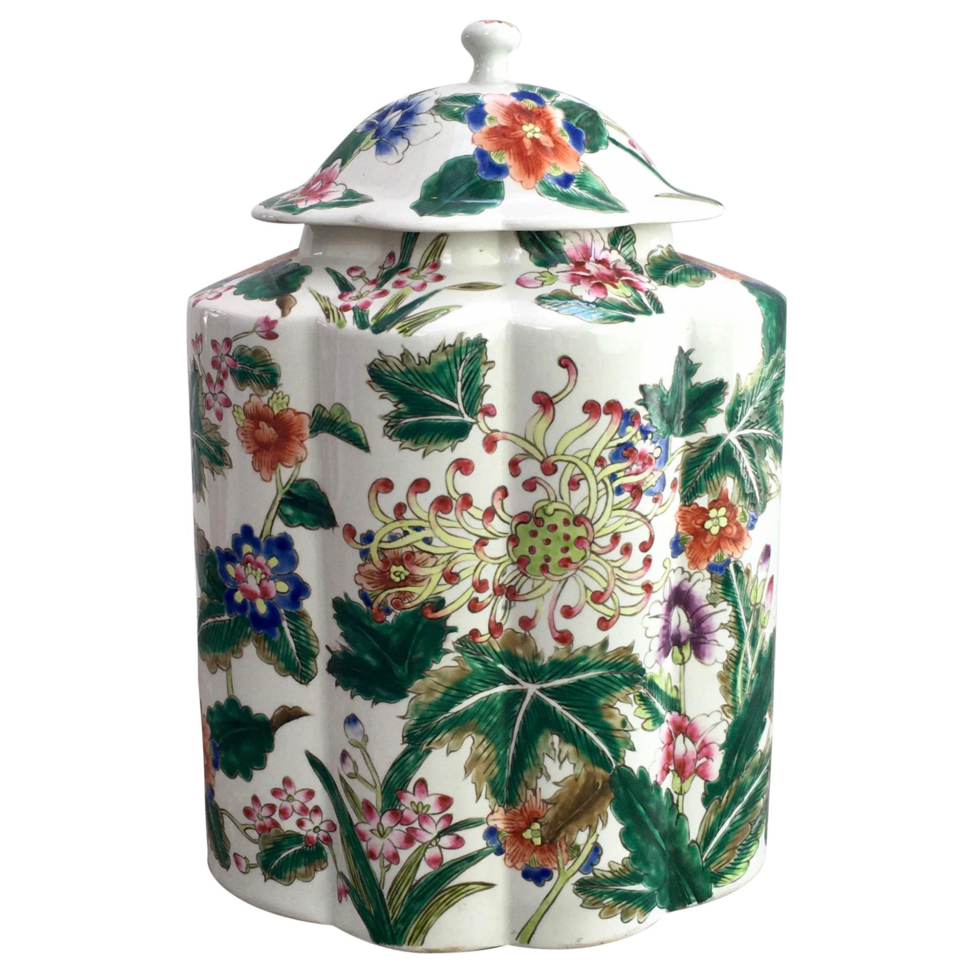 Famille Verte Kangxi Style Large Lobed Jar of late 20th Century Production