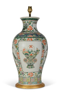 Famille Verte late 19th Century Chinese Baluster Table Lamp