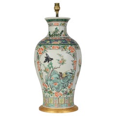 Famille Verte late 19th Century Chinese Baluster Table Lamp