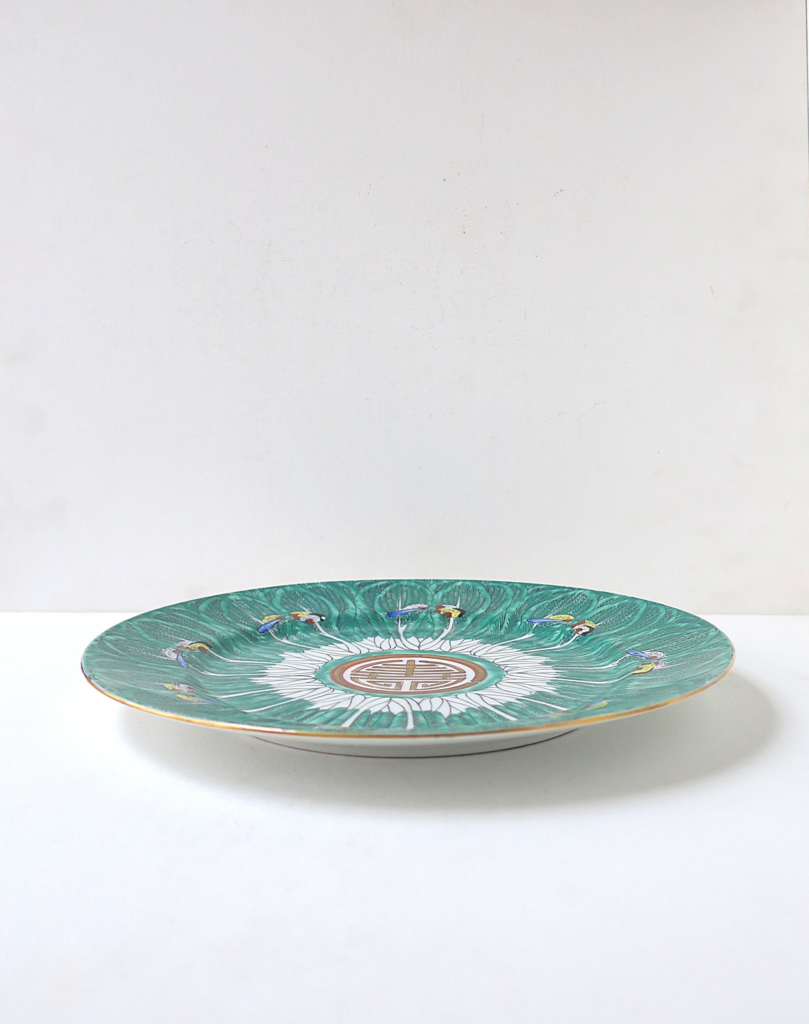 Famille Verte Porcelain Cabbage Leaf & Butterfly Dinner Plate For Sale 2