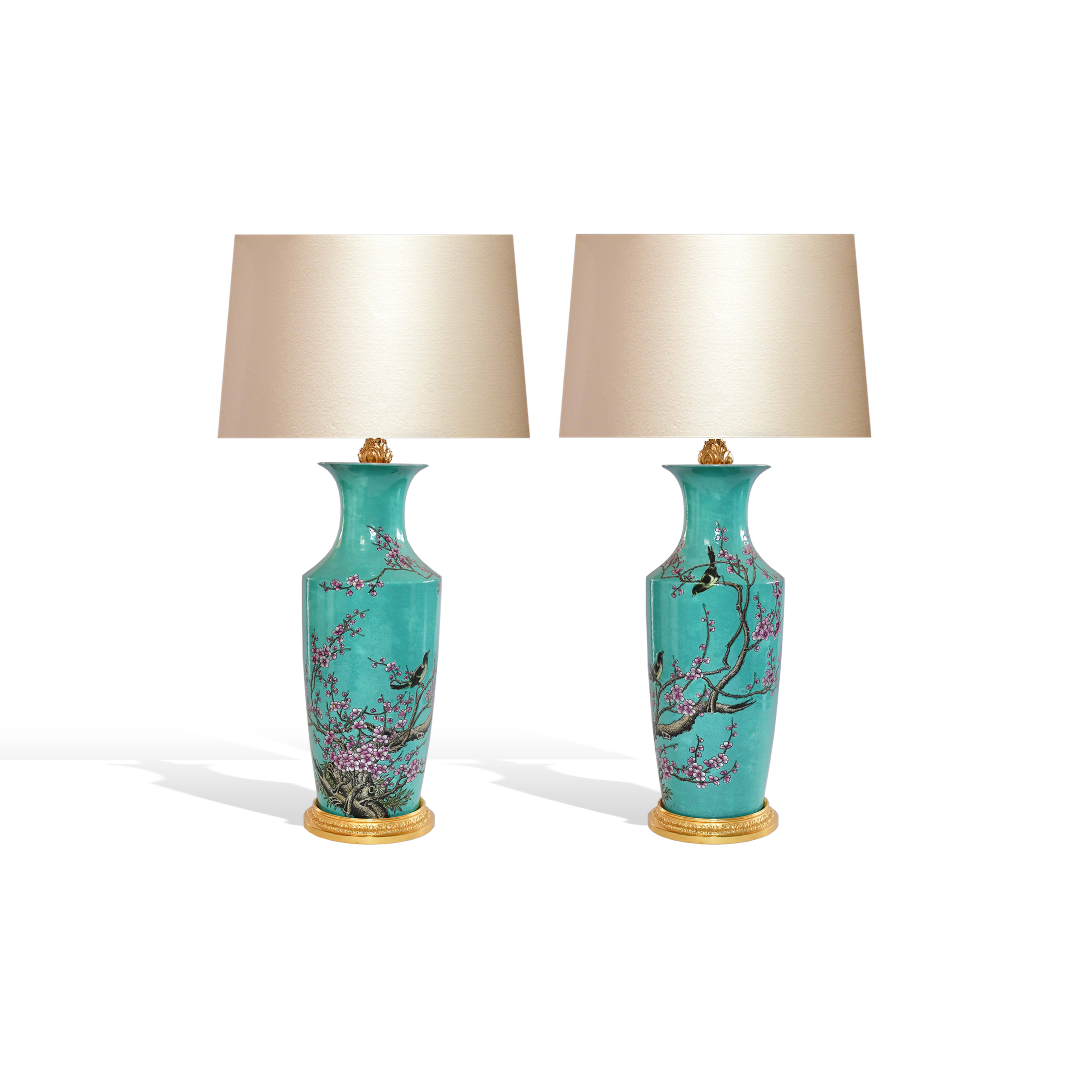 Contemporary Famille Verte Porcelain Lamps For Sale