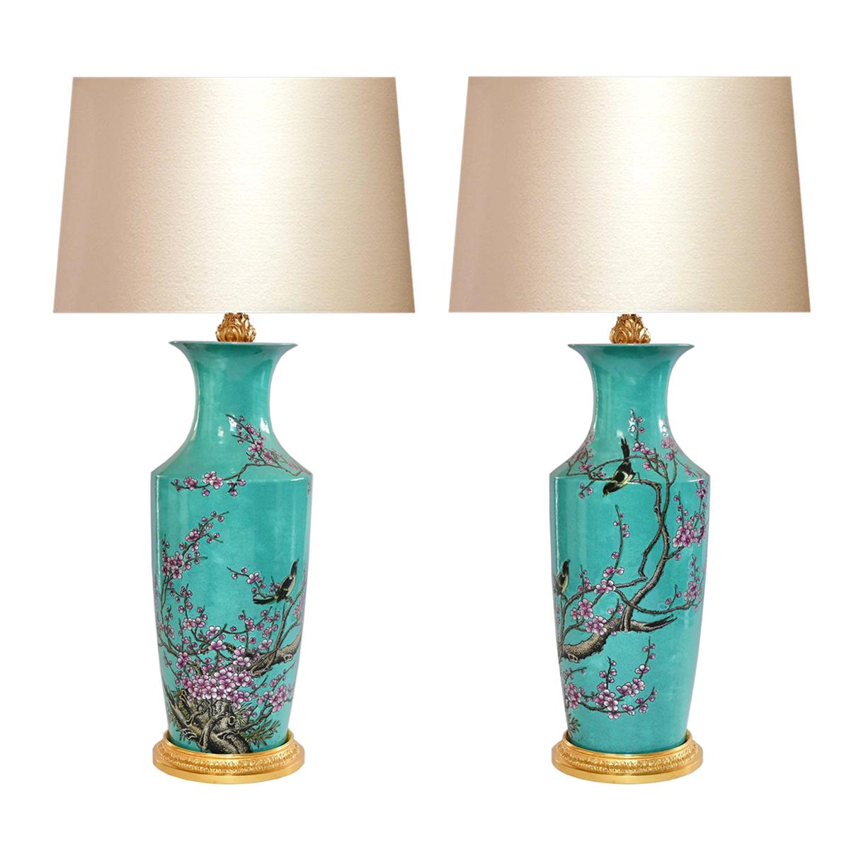 Famille Verte Porcelain Lamps