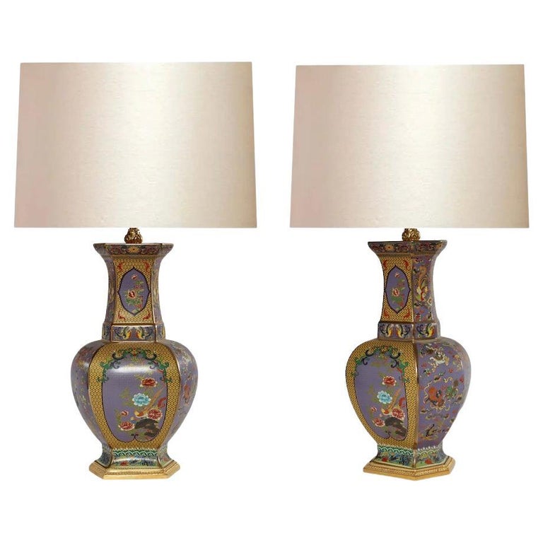 Lampe En Porcelaine De Limoges – Décor Floral – Socle Bois Et Abat-jour Vert – Vintage