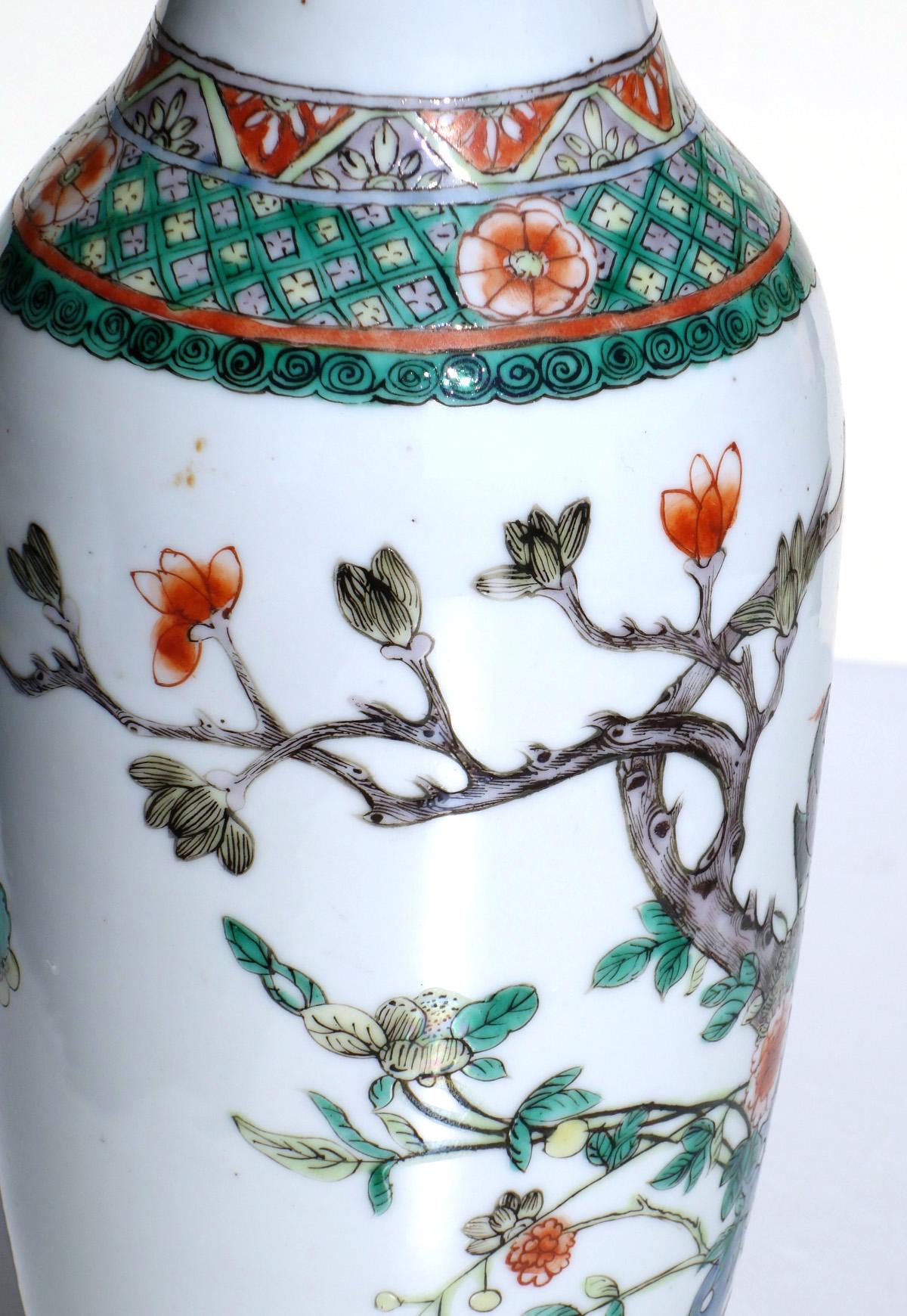 Famille Verte Dinastía Qing Arte chino Jarrón de porcelana antiguo Porcelana en venta