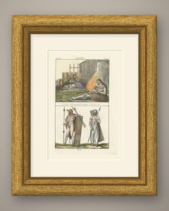 Family Asleep by the Hearth and Two Armed Warriors, Germania, 1842