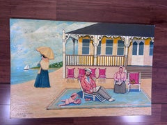 Family Beach Holiday Painting Self Taught Outsider Folk Artist Gloria Laposka