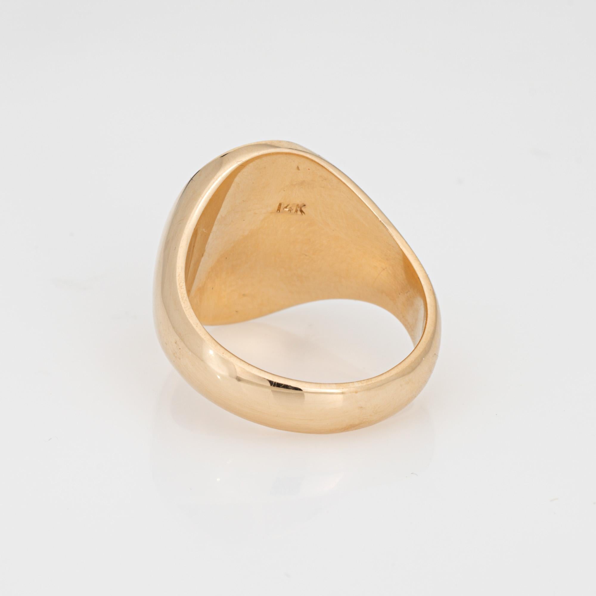 Men's Family Crest Signet Ring Vintage Mid Century Heavy 14k Yellow Gold Sz 10