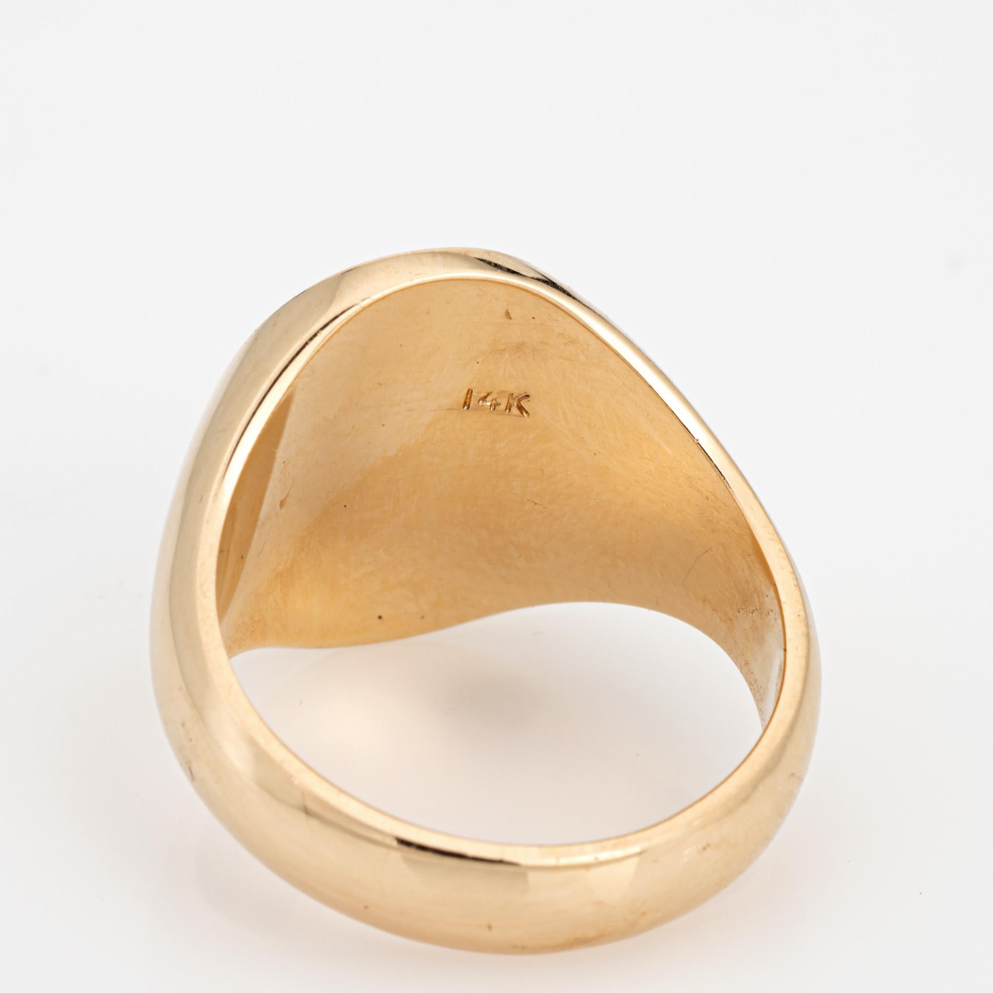 Family Crest Signet Ring Vintage Mid Century Heavy 14k Yellow Gold Sz 10 2