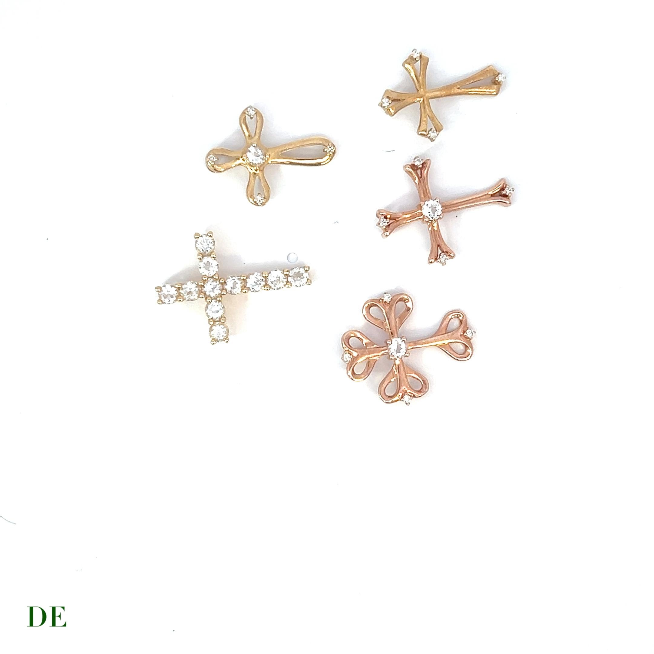 Family Cross Collection - 5 pcs of 14k Gold Cross with Diamonds and White Topaz

Introducing the Family Cross Collection - a set of 5 exquisite 14k Gold Cross Pendants adorned with Diamonds and White Topaz. This collection celebrates the bond of