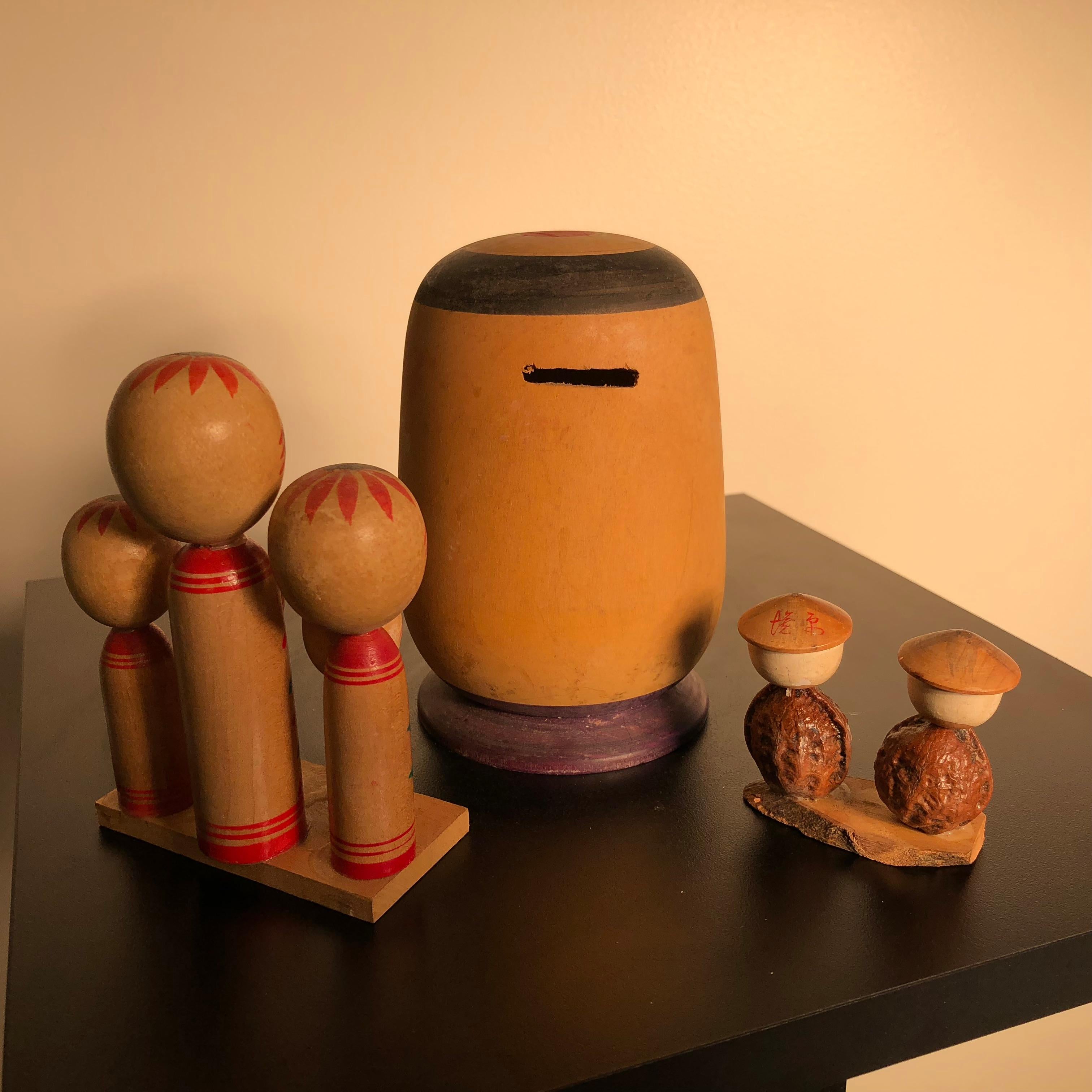 Family Eight Old Japanese Famous Kokeshi Dolls, All Hand Painted and Signed 3