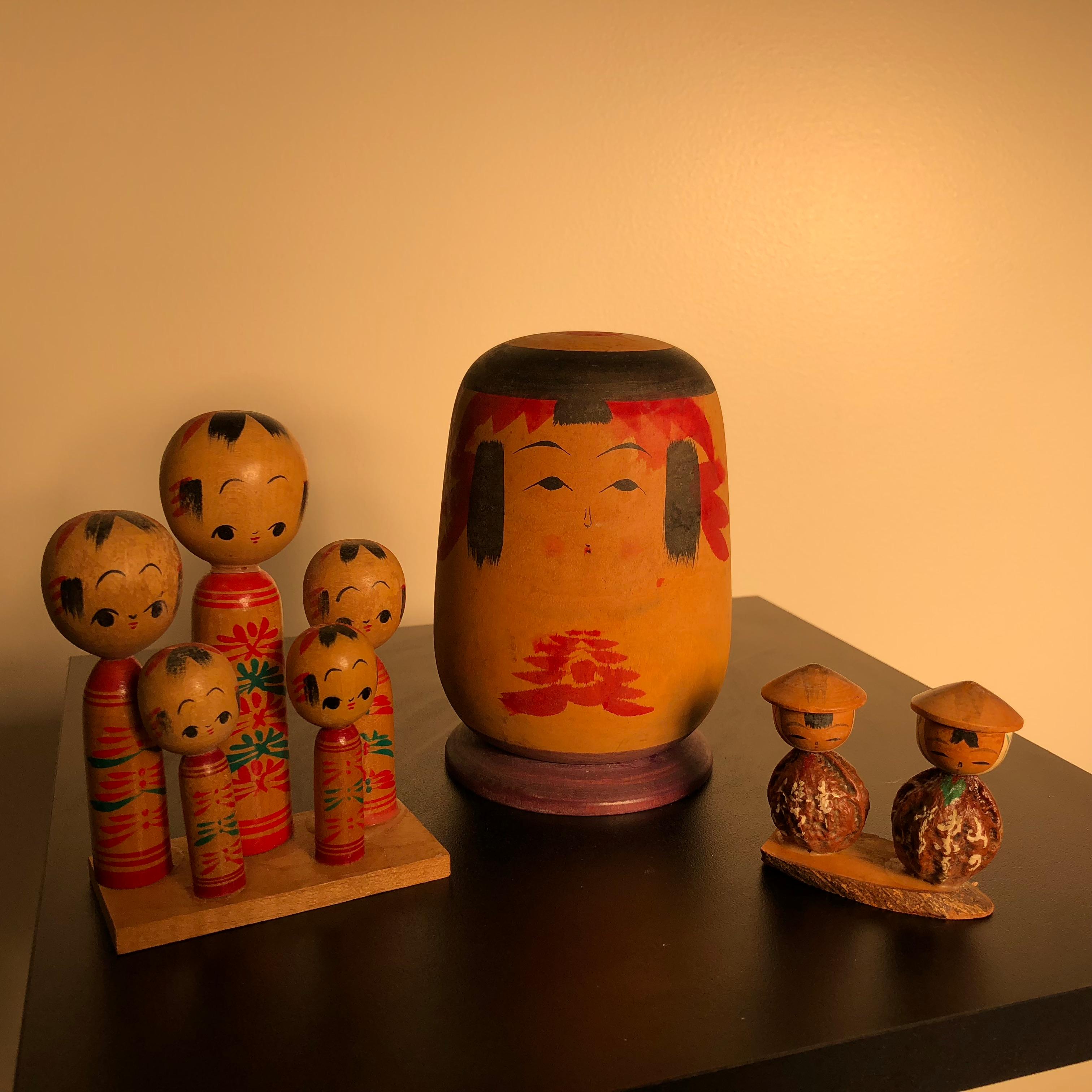 Family Eight Old Japanese Famous Kokeshi Dolls, All Hand Painted and Signed 4