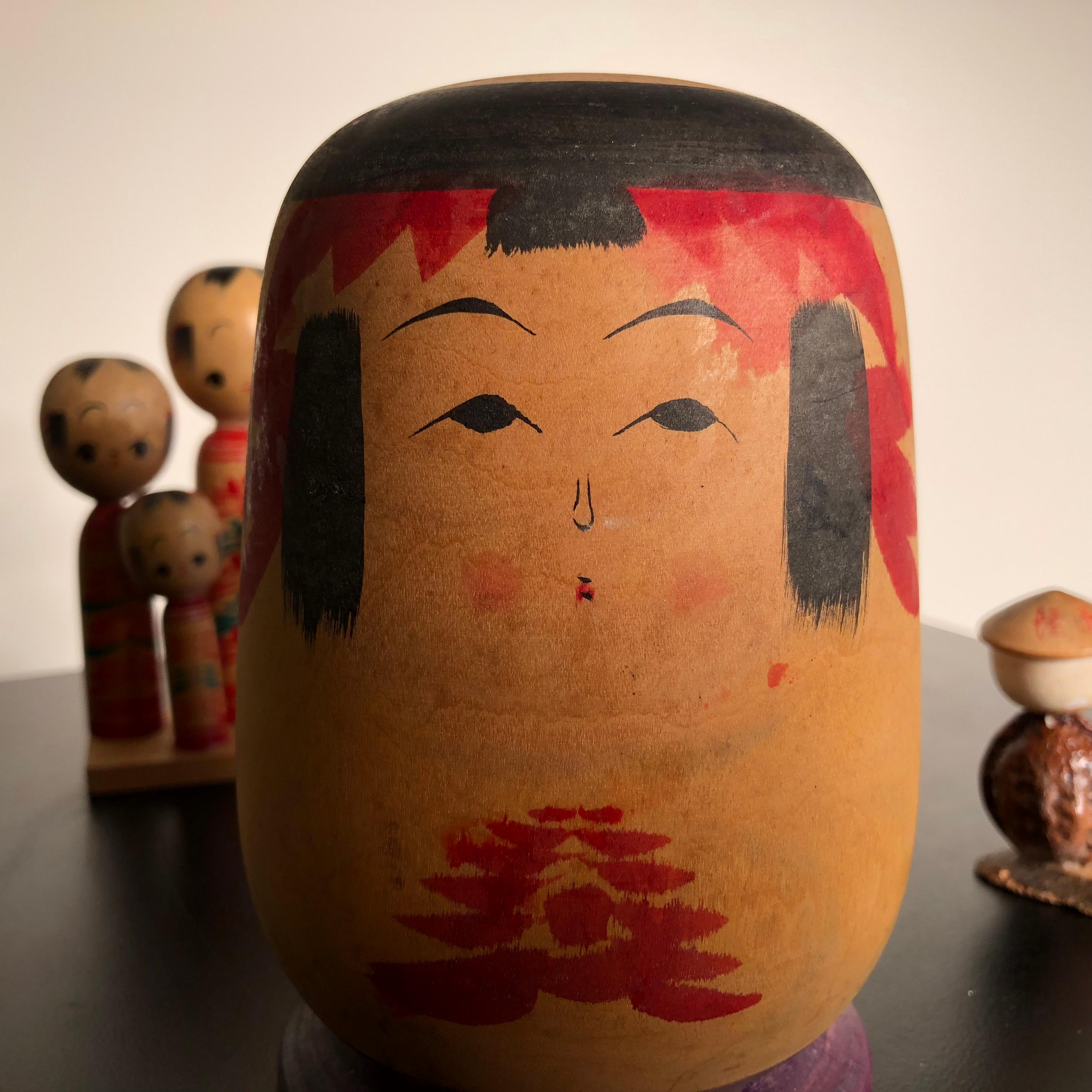 Hand-Painted Family Eight Old Japanese Famous Kokeshi Dolls, All Hand Painted and Signed