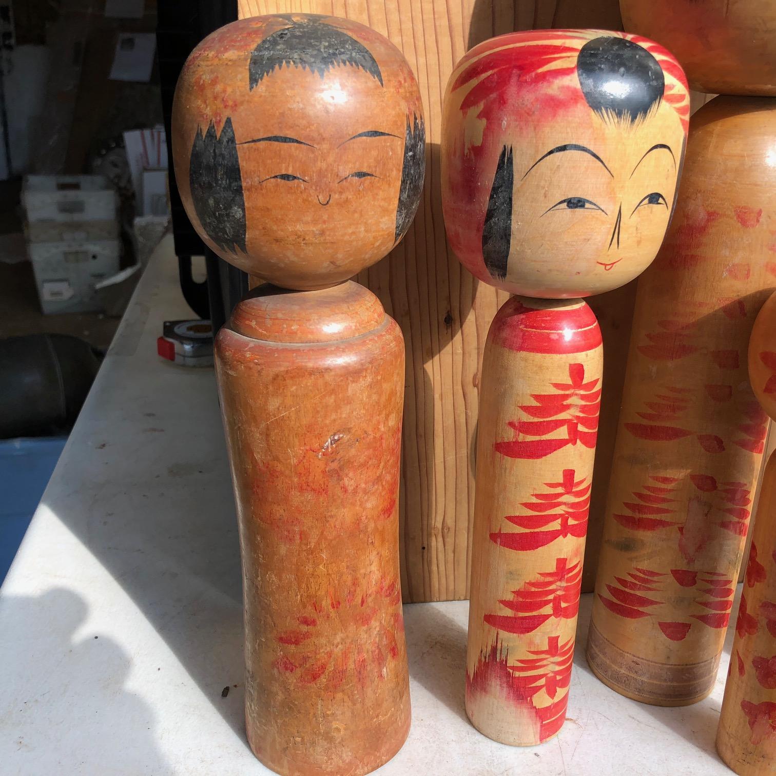 Five hand-painted and signed Kokeshi Dolls from Old Japan.

A beautifully preserved five some (5) of Japanese Folk Art hand-carved and hand-painted Kokeshi dolls one of Japan's most popular antique doll collectibles and unique handicraft forms.