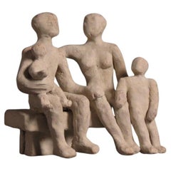 Family terracota figurative sculpture