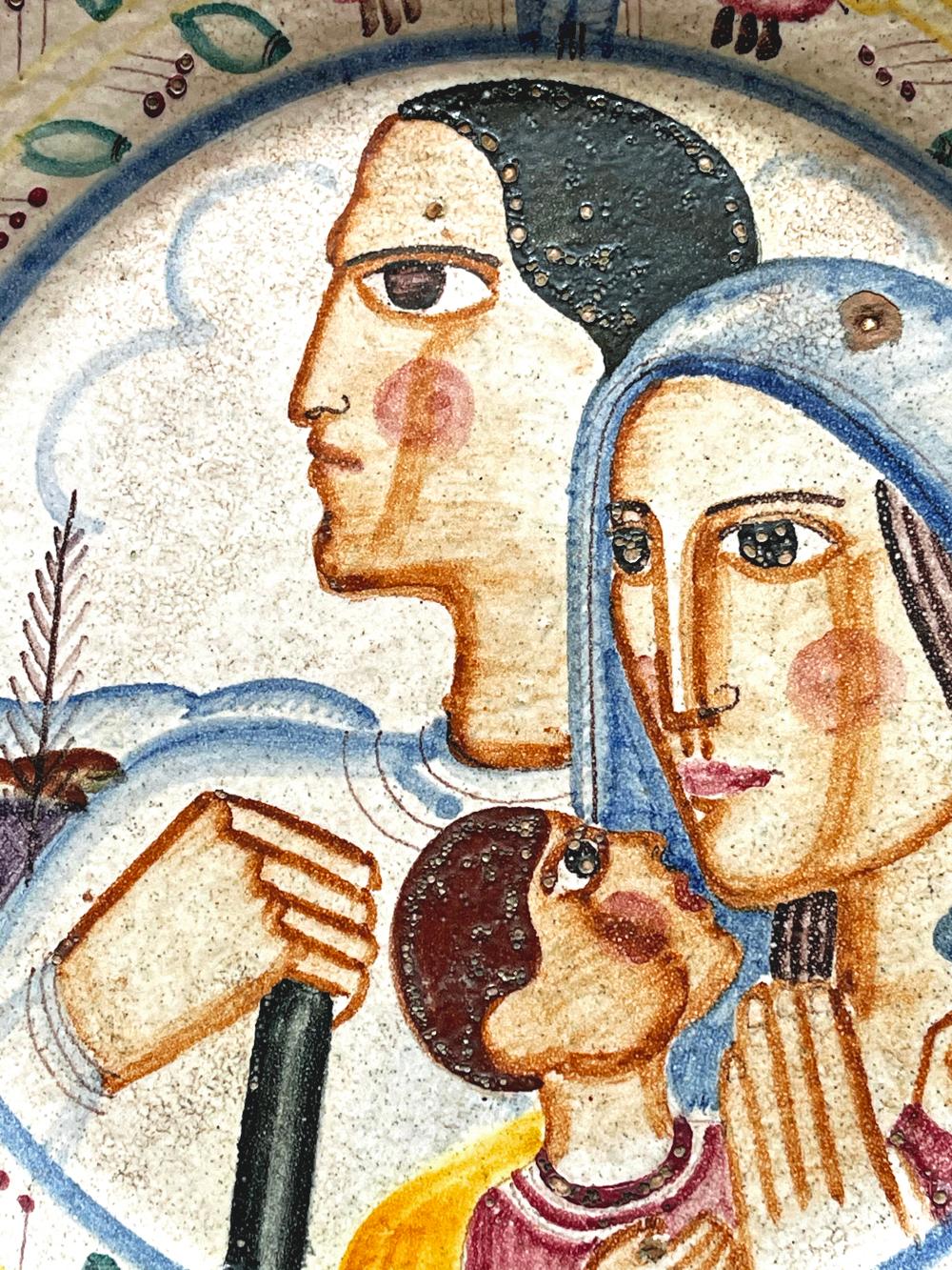 italien Chargeur mural Art déco des années 1930 avec père, mère et fils en Italie en vente