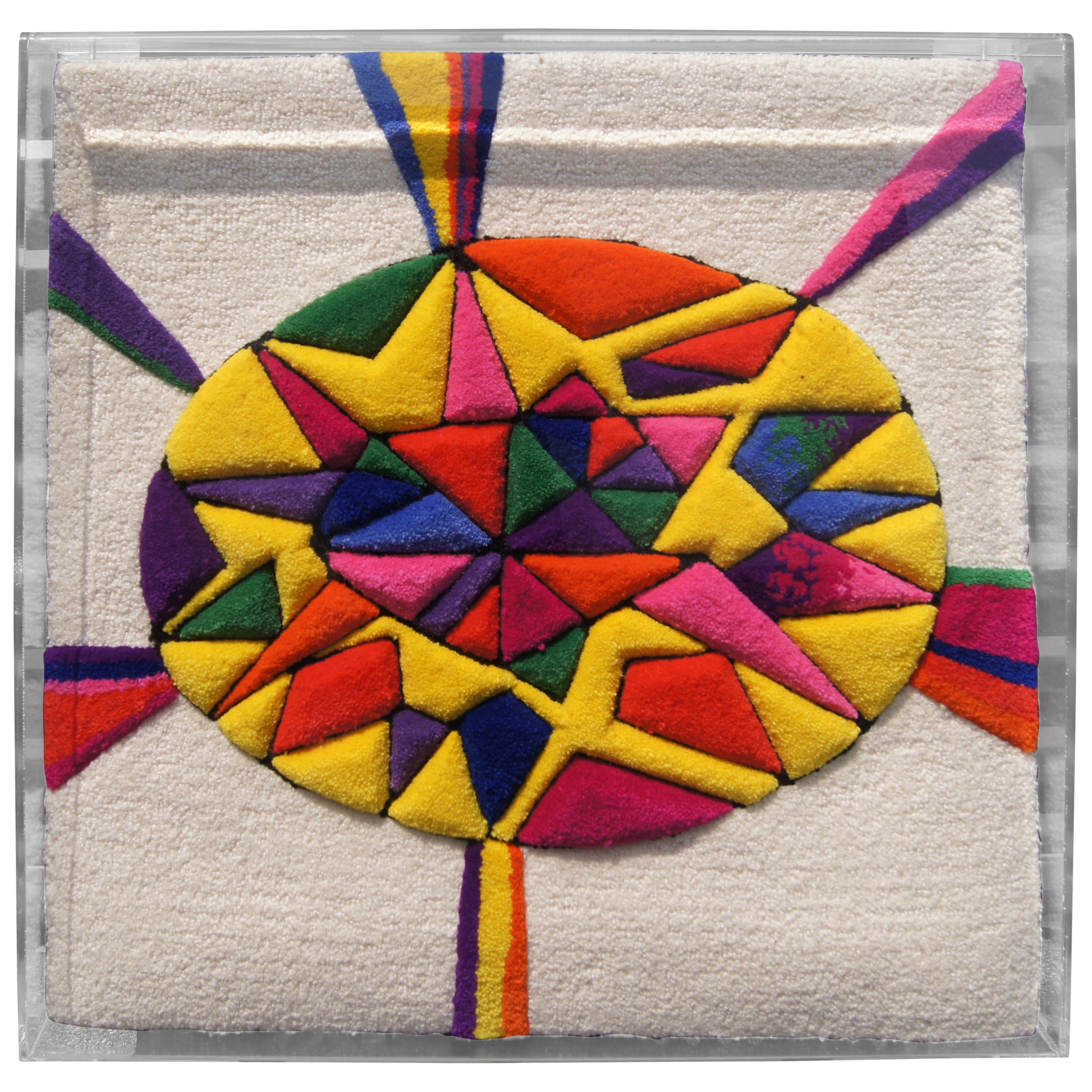 Joyas familiares, muestra enmarcada de alfombra abstracta de Edward Fields en venta