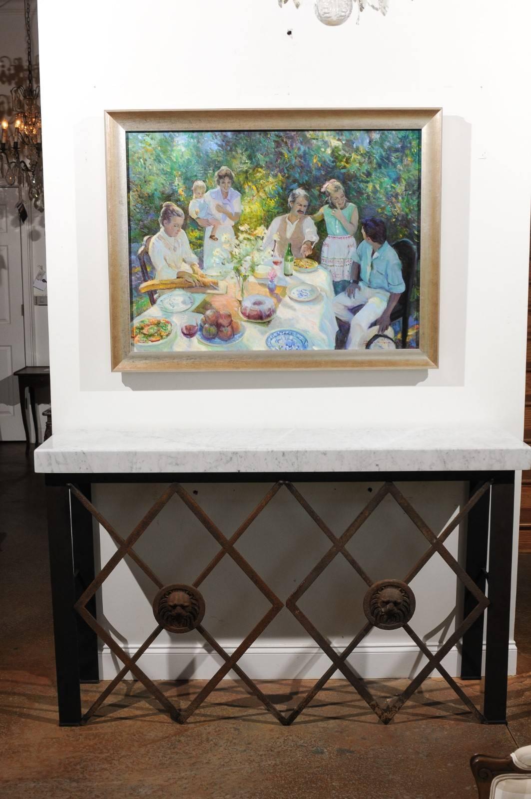 Family Joy, Don Hatfield Contemporary Framed Garden Oil on Linen Painting LiL 2