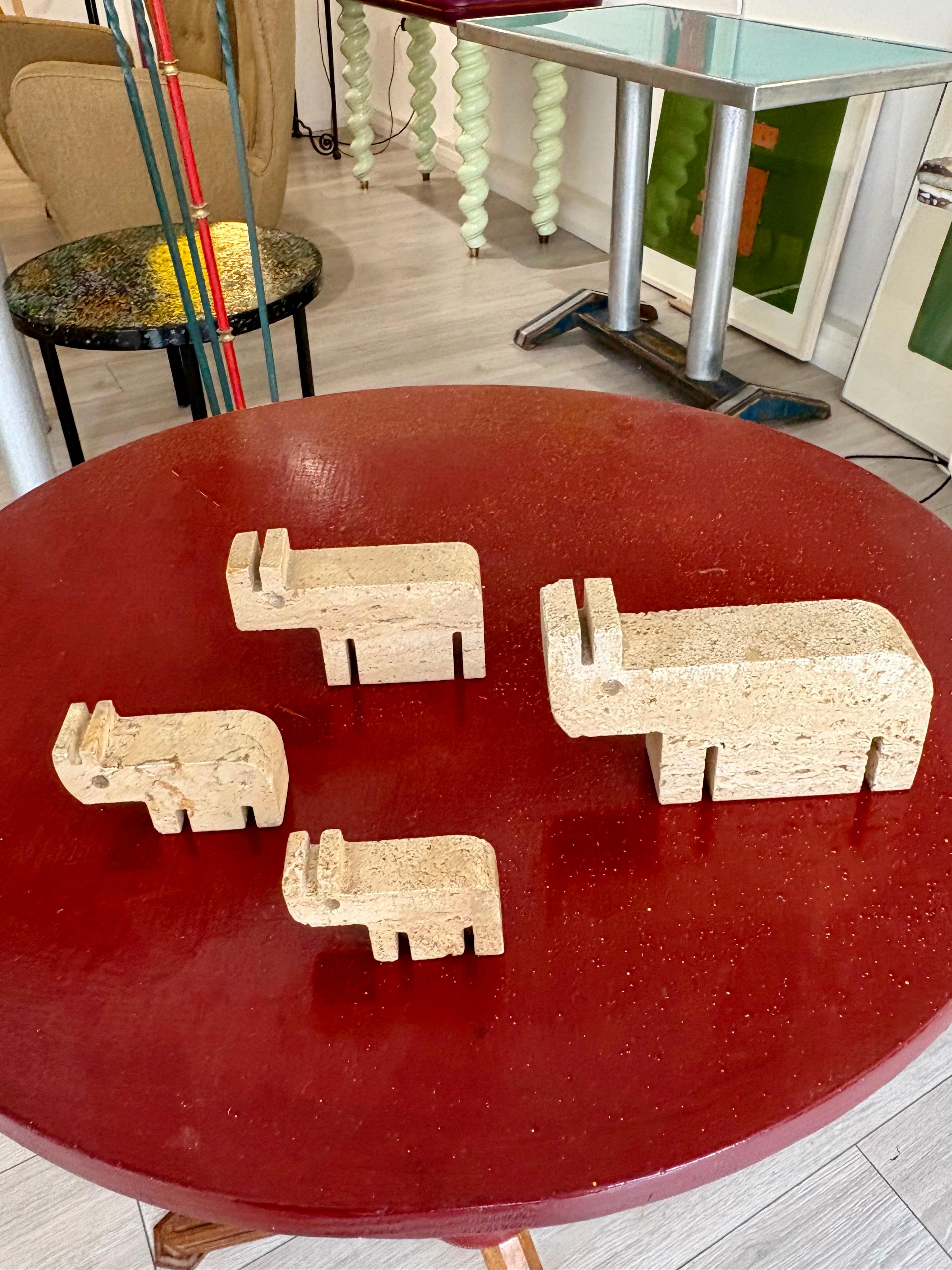 Brutalist Family of four rhino by Fratelli Mannelli 1970s Italian For Sale