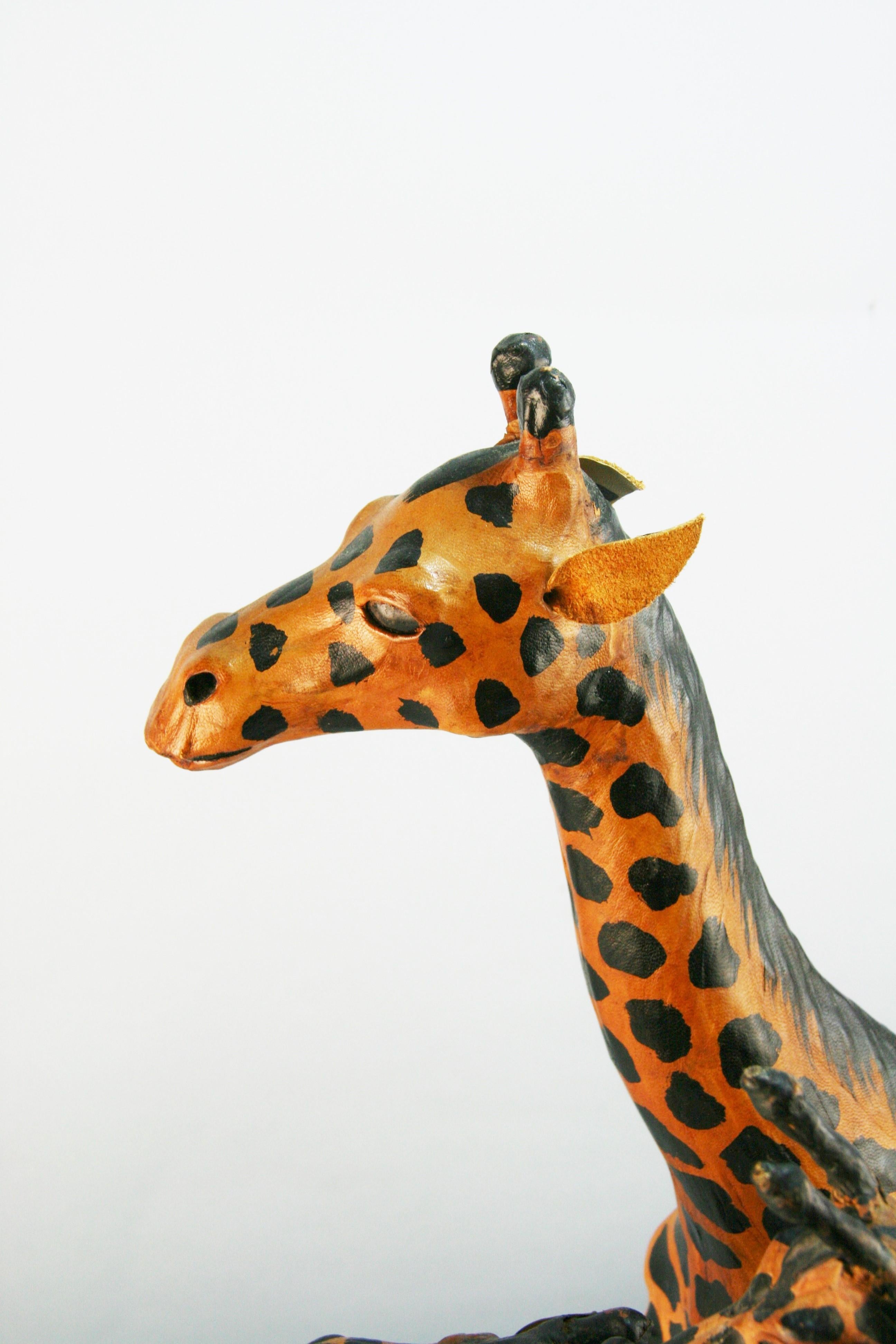 Family of Three Hand Made Leather Giraffes For Sale 3