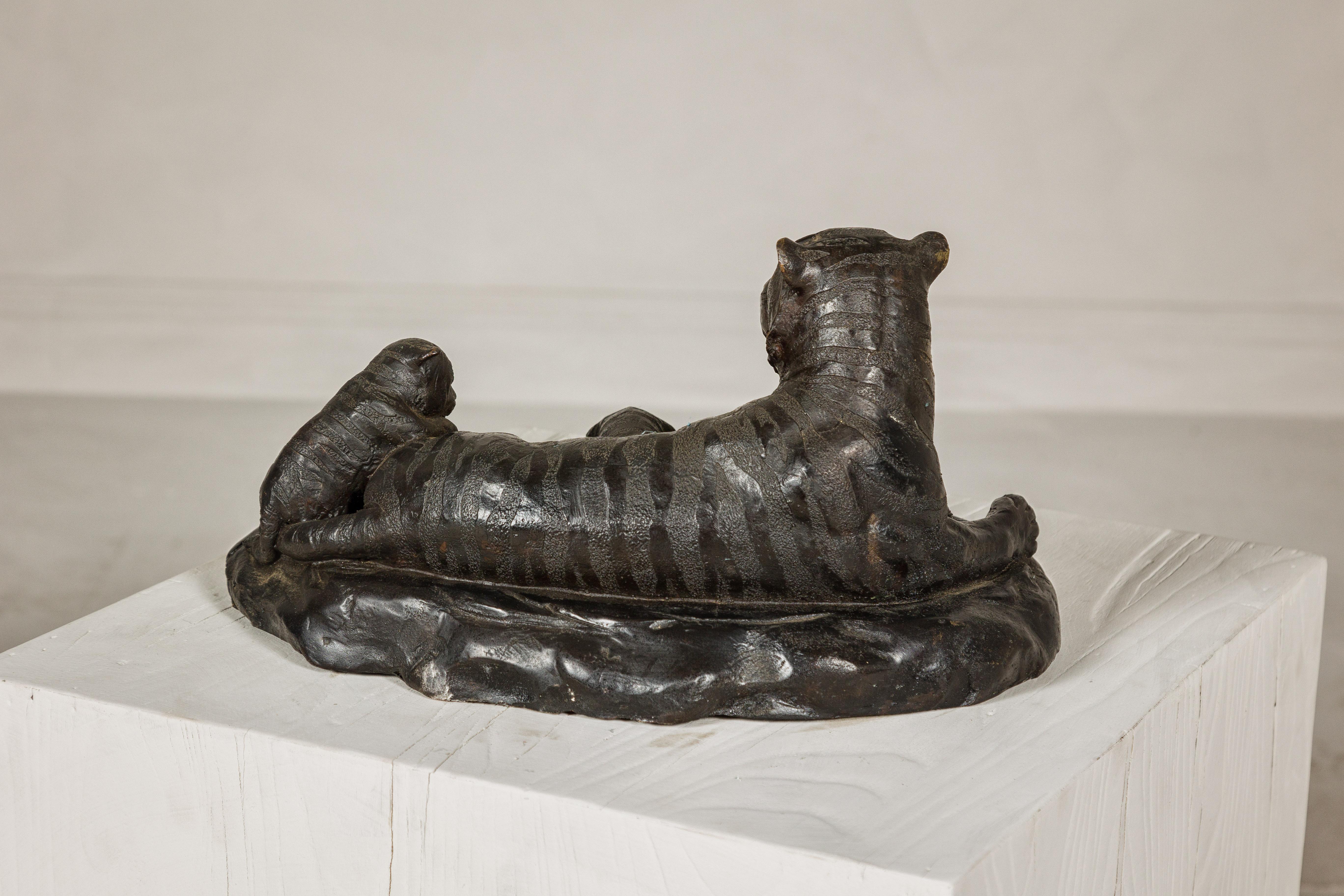 Bronze Tabletop Statue of a Family of Tigers For Sale 5