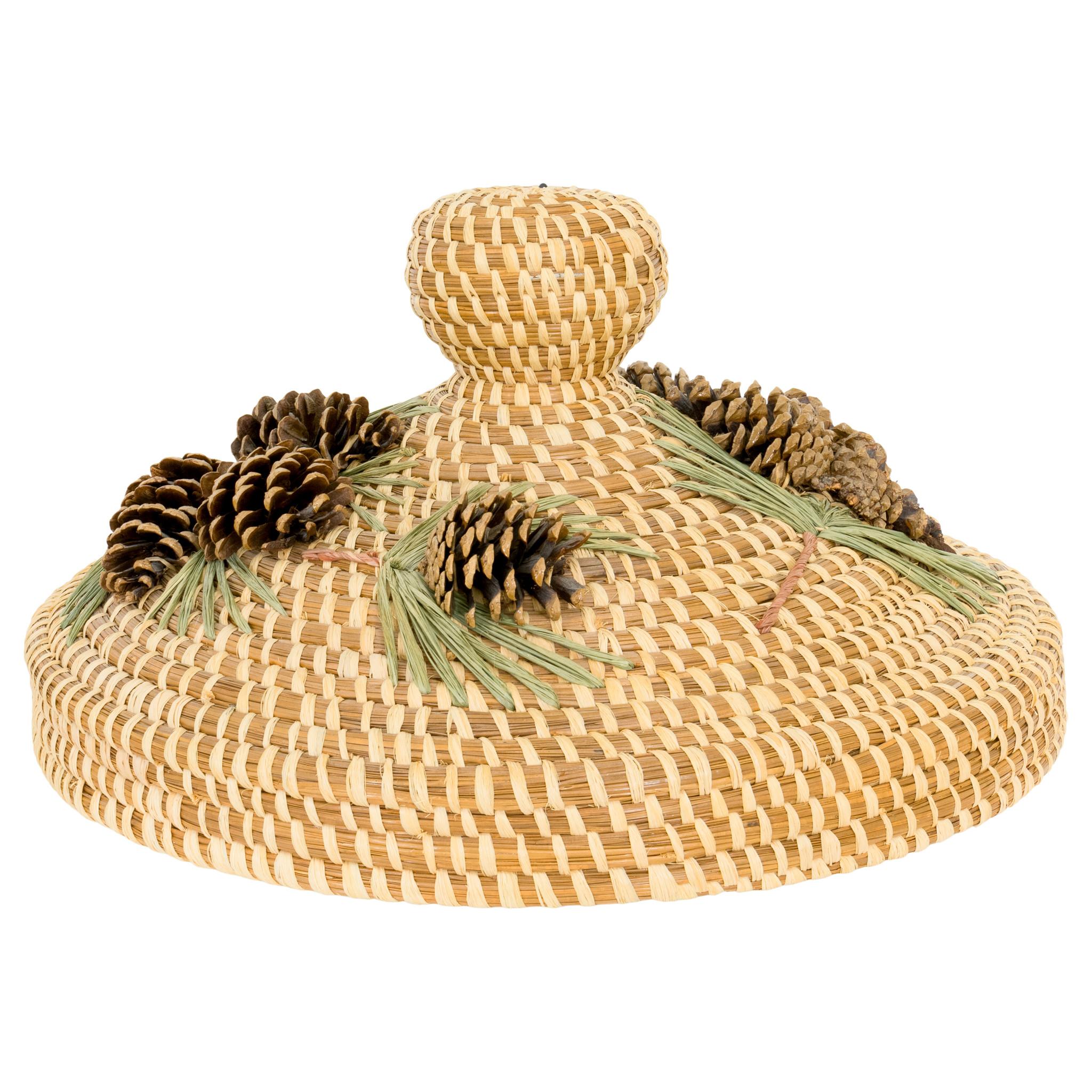 American Large Coushatta Pine Needle Basket For Sale