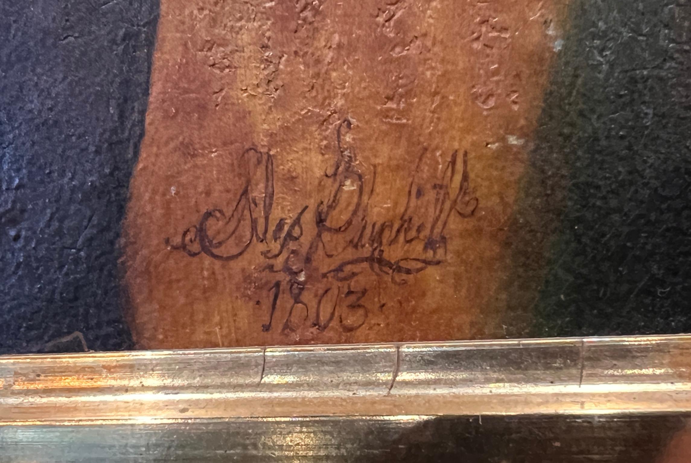 Cette peinture à l'huile d'une famille américaine a été réalisée par Silas Rhykill en 1803. Elle met en scène une famille digne, assise ensemble, capturée dans des couleurs chaudes et une élégance simple. La composition reflète un sentiment d'unité