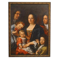 Victorian Style Family Portrait, Hand-Crafted Paint, Late 20th Century