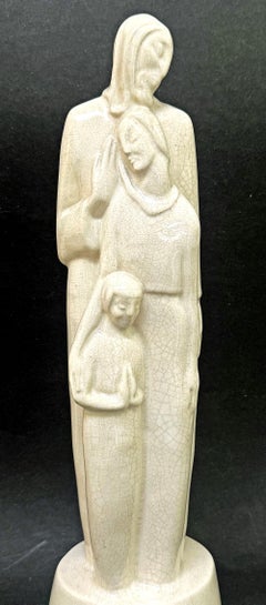 « Famille », sculpture Art déco rare représentant un père, une mère et un enfant, réalisée par un élève d'Archipenko