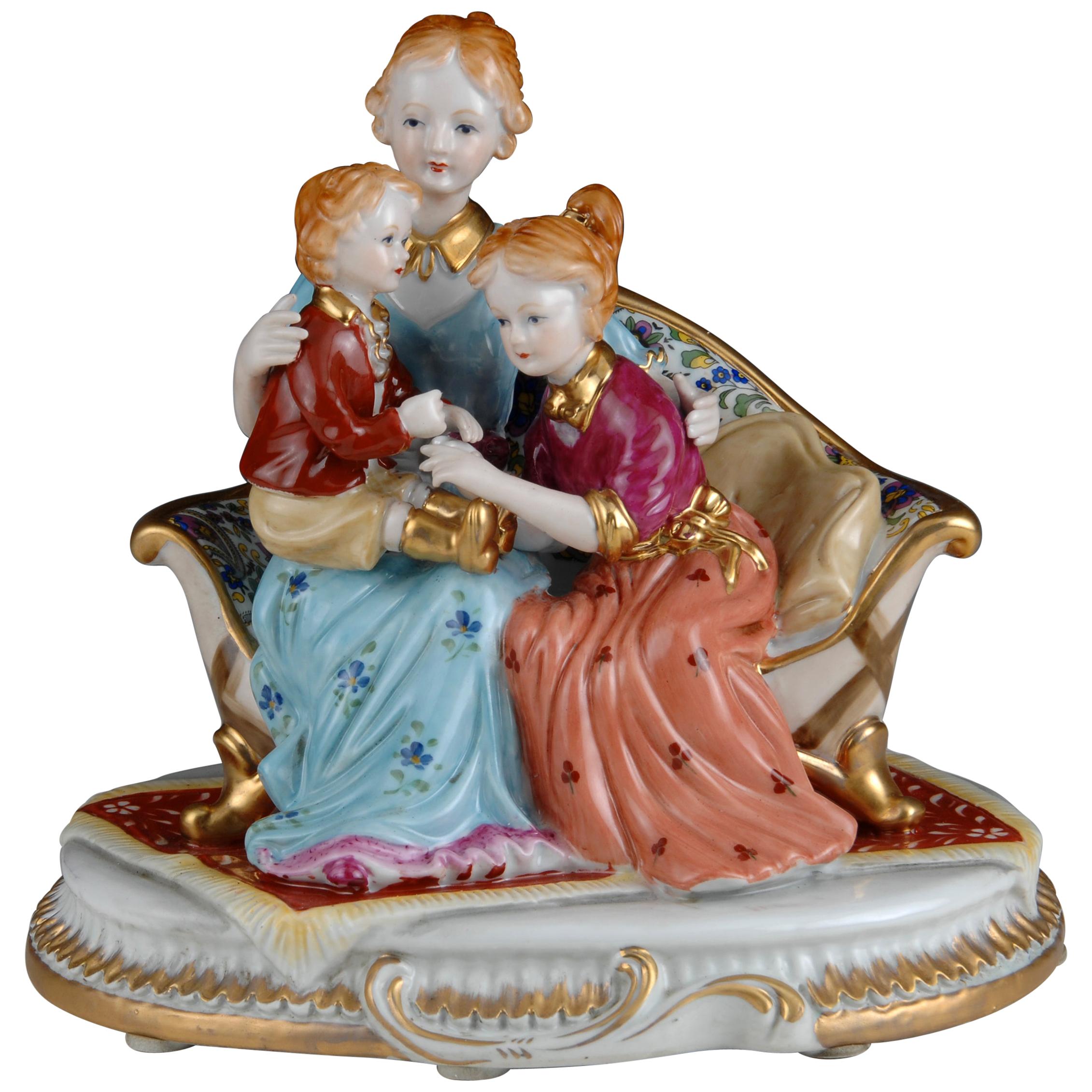 Family Time, Porcelain, after Models from Sèvres, 20th Century