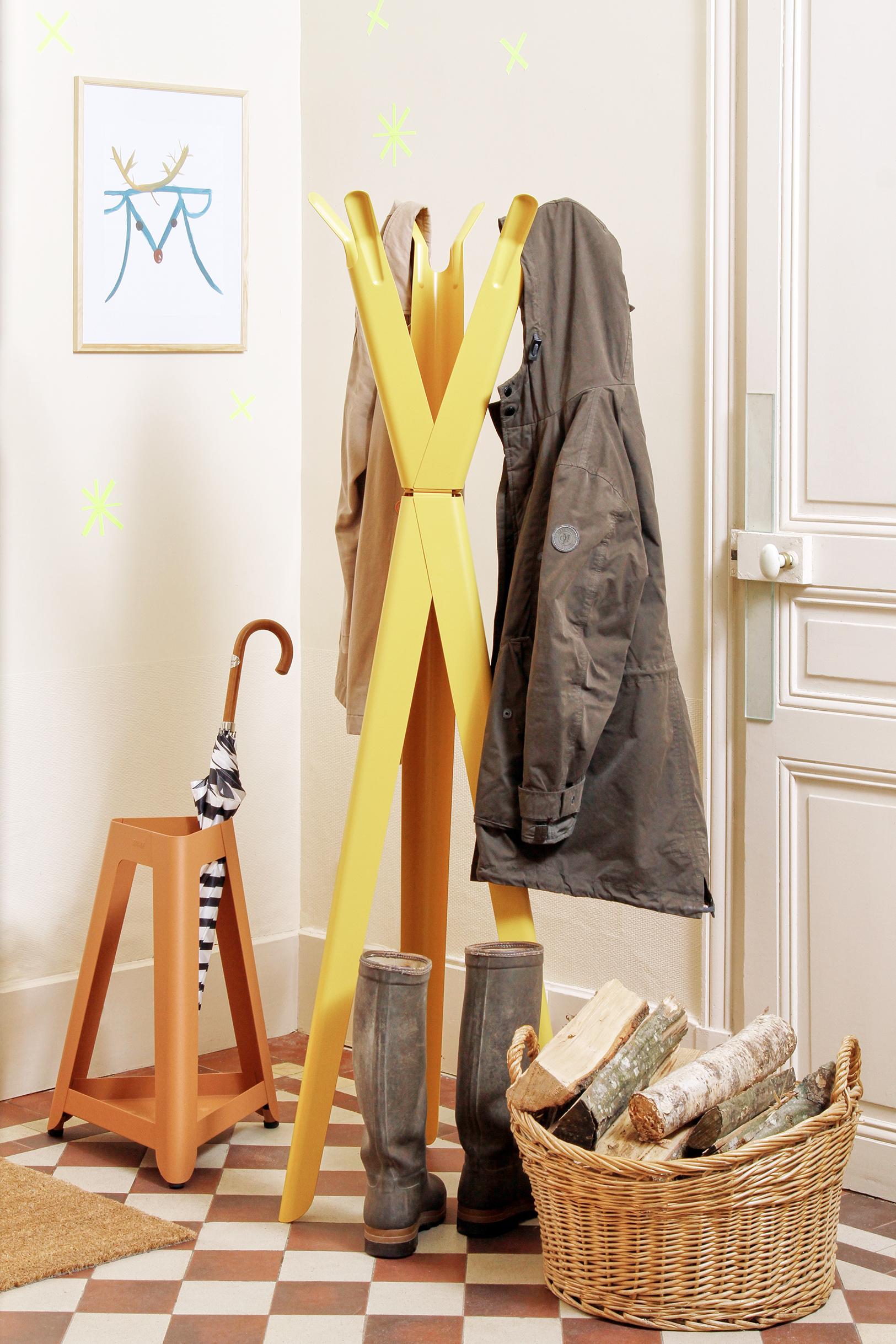 Steel Family Tree Coat Rack in Pastel Yellow by Sebastian Bergne & Tolix For Sale