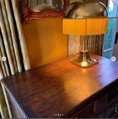 Famous Adolf Loos "Turnowsky" Table Lamp Brass Silk Design from 1900, Re-Edition