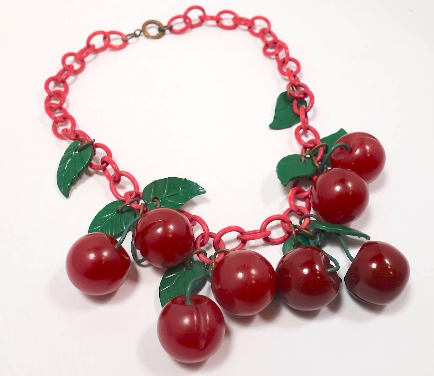 bakelite cherry necklace