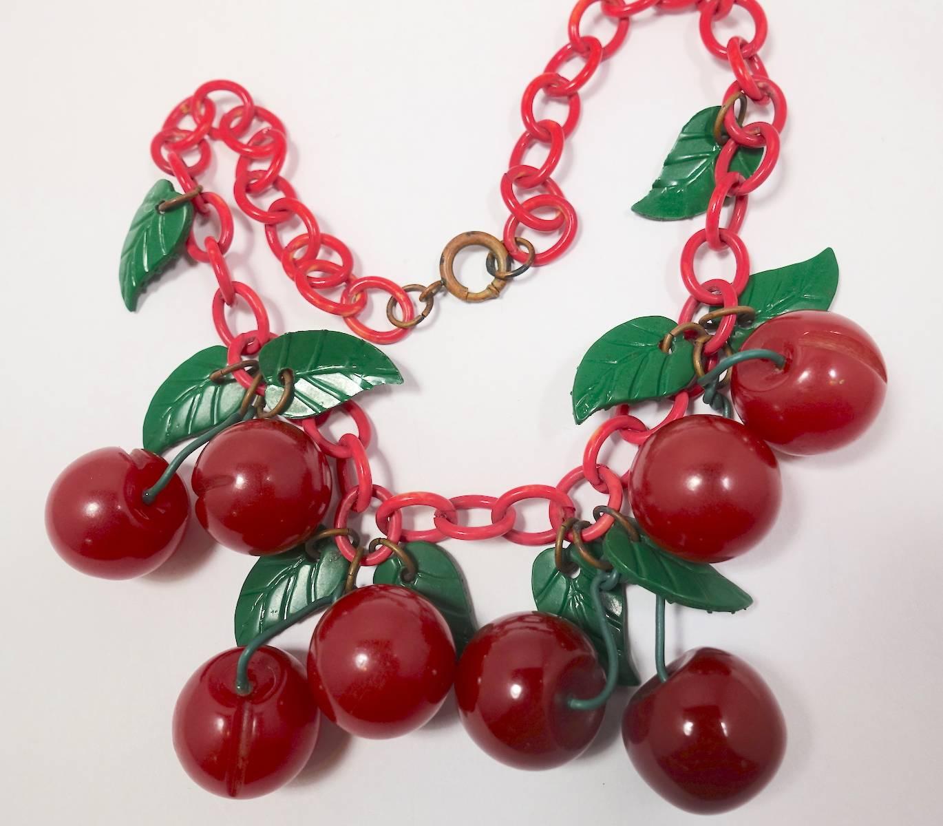 cherry bakelite necklace