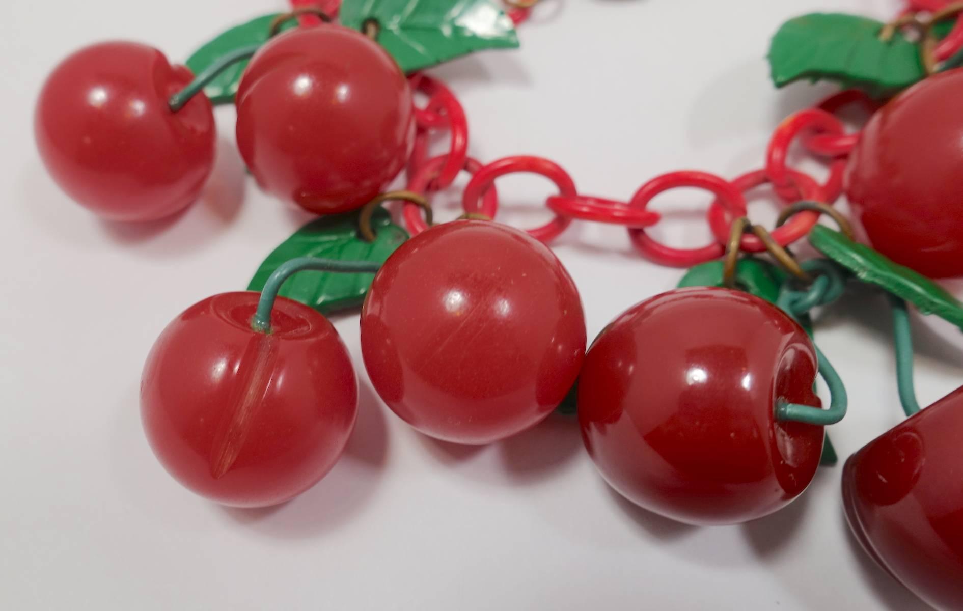 vintage cherry necklace