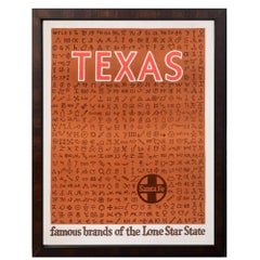 "Famous Brands of the Lone Star State" Santa Fe Railway Texas Travel Poster