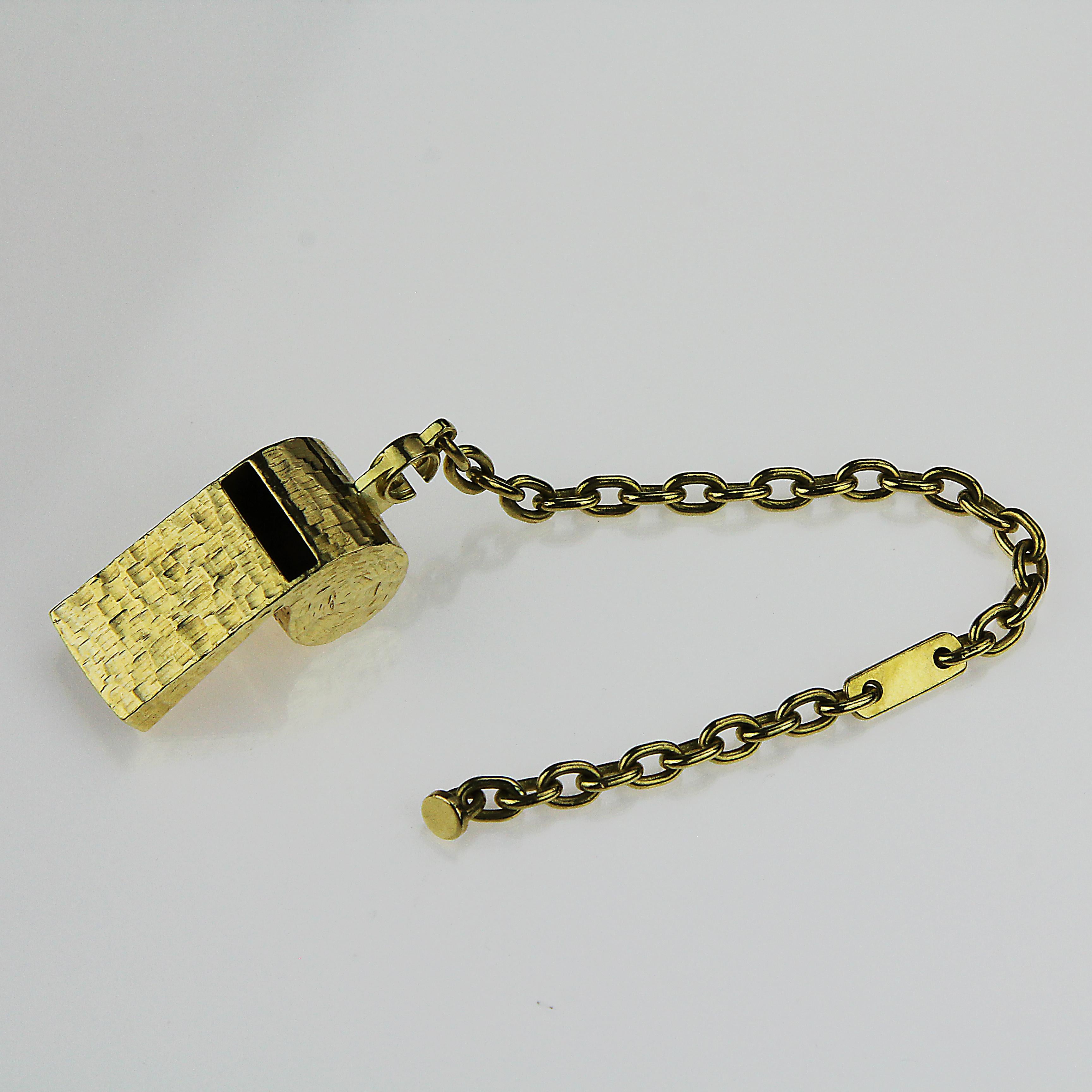 Famous Designer Andrew Grima Whistle Key Ring in 18 Carat Gold Limited Pieces In Excellent Condition In London, GB