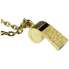 Vintage Famous Designer Andrew Grima Whistle Key Ring in 18 Carat Gold Limited Pieces