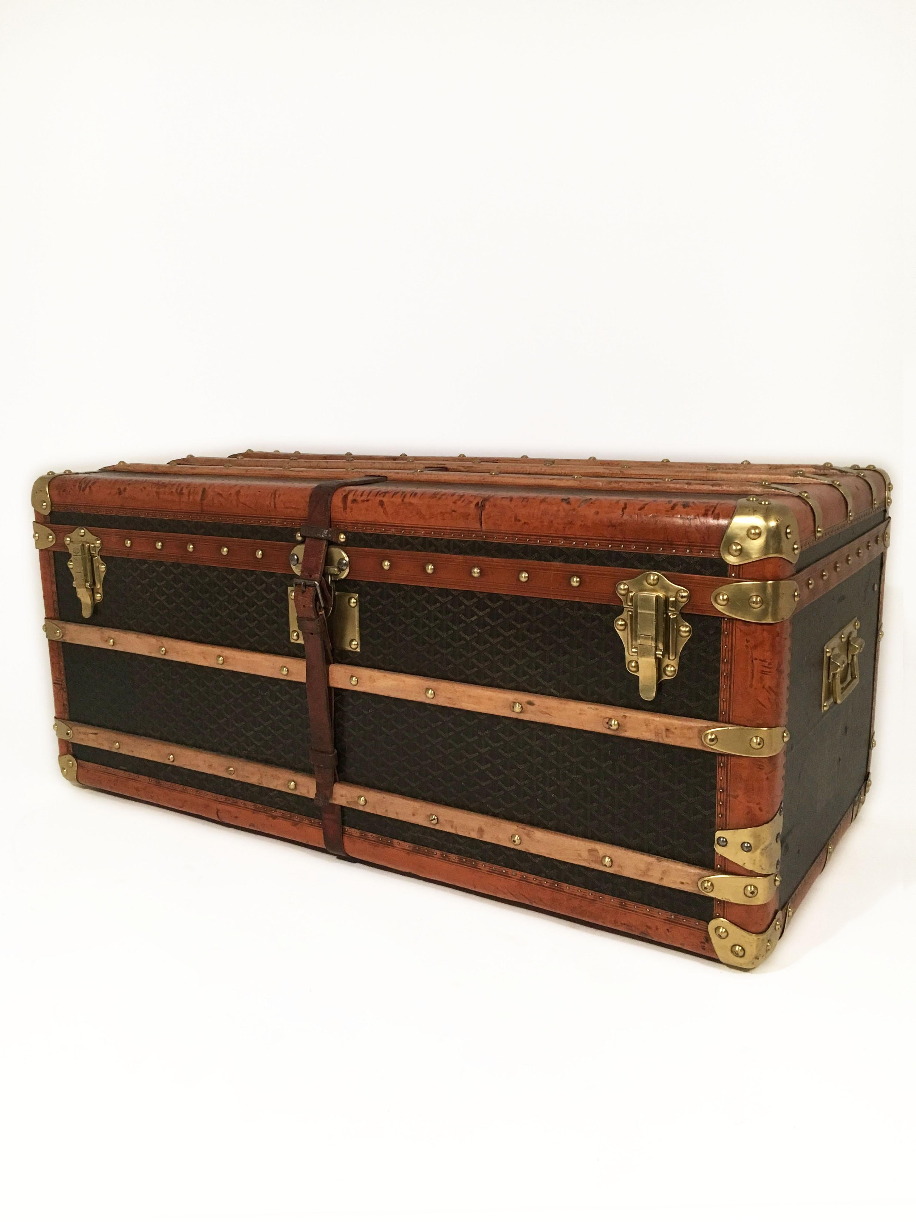International Style Goyard Steamer Trunk from the Princely House of Thurn and Taxis For Sale