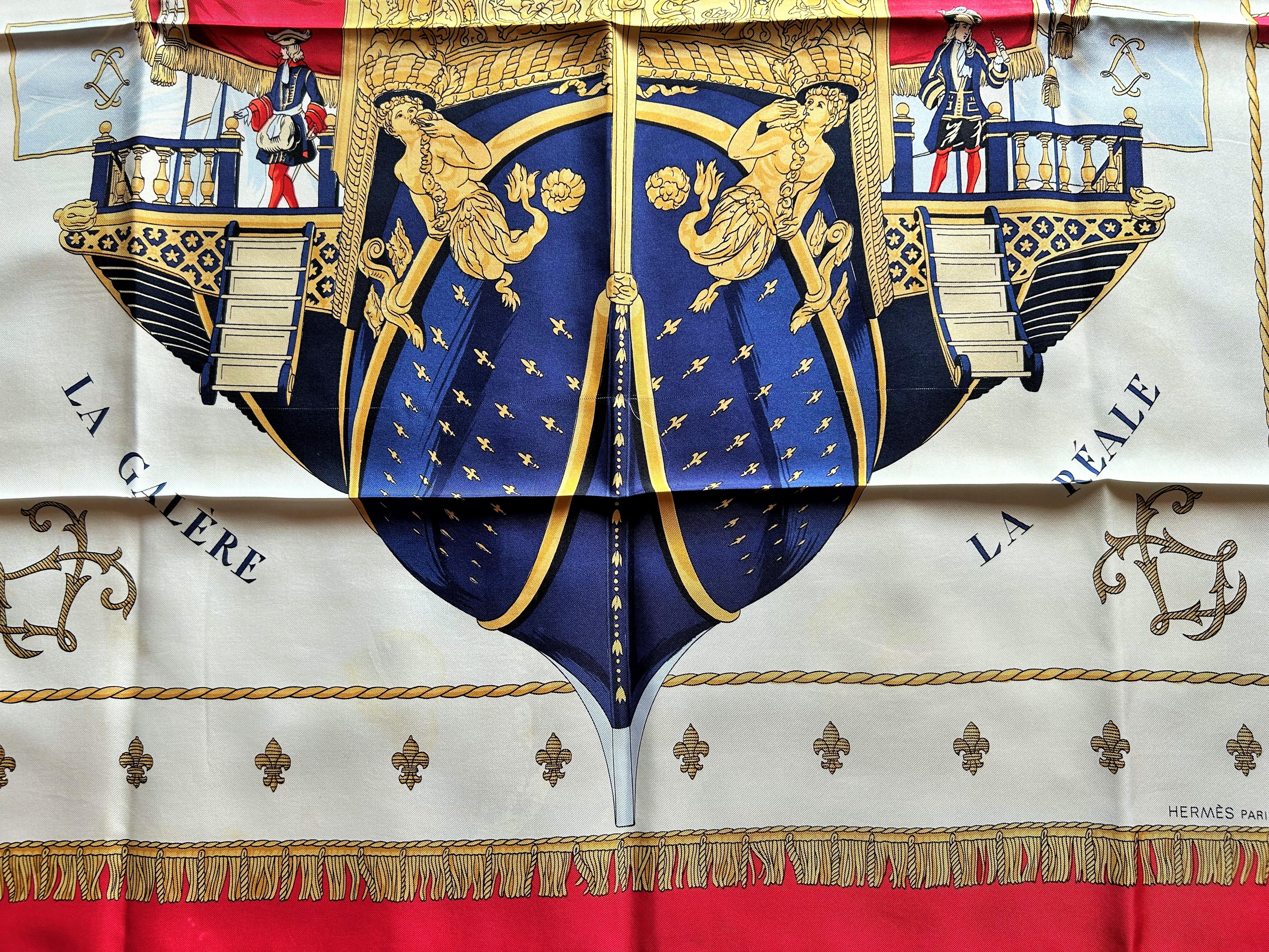 Famoso foulard di Hermès intitolato La Réale by Hugo Grygkar con la sua scatola CIRCA 1990 in vendita 7