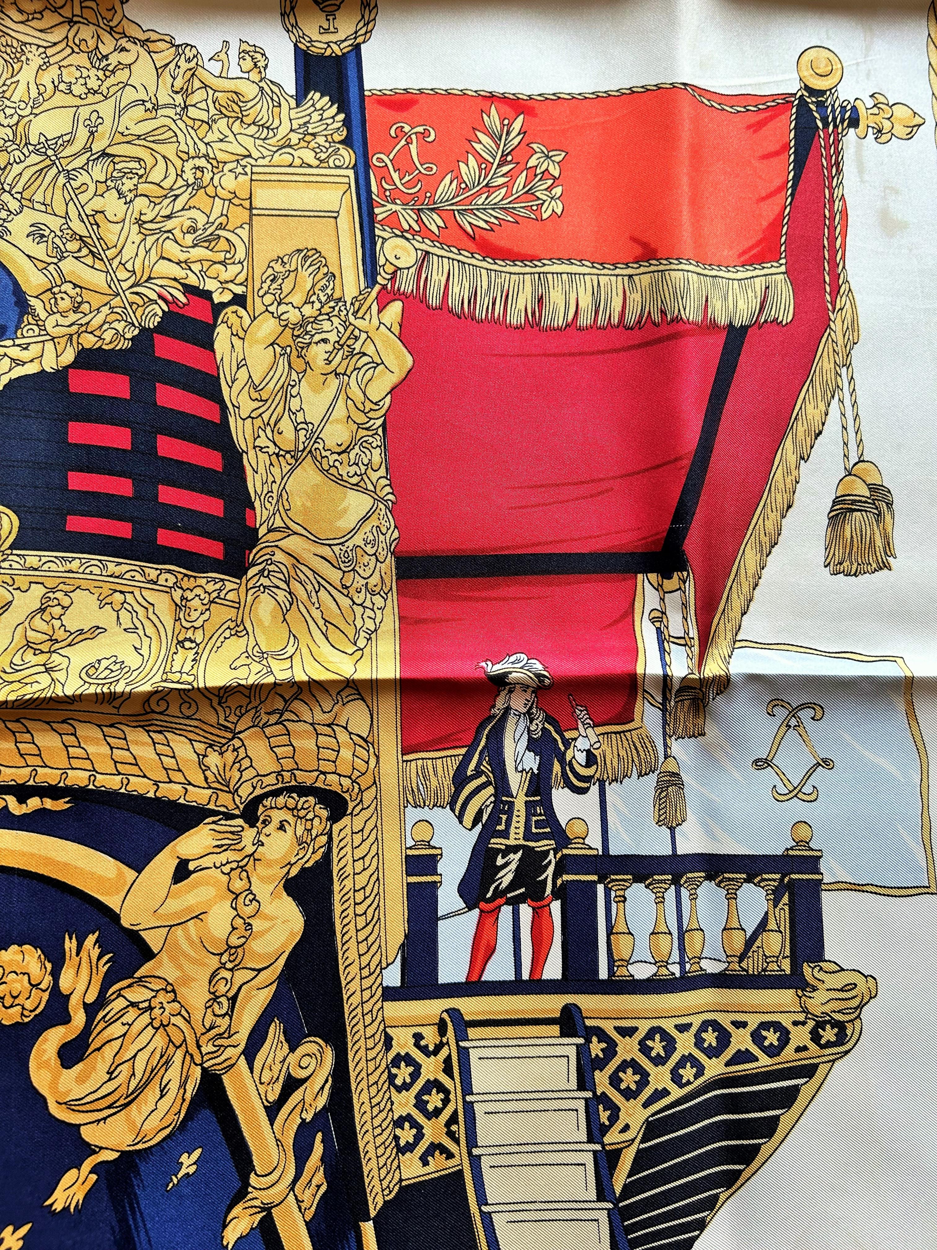 Famoso foulard di Hermès intitolato La Réale by Hugo Grygkar con la sua scatola CIRCA 1990 in vendita 3