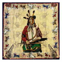 Famous Hermès silk scarf”'Pani La Shar” designed by artist Kermit Oliver, c 93